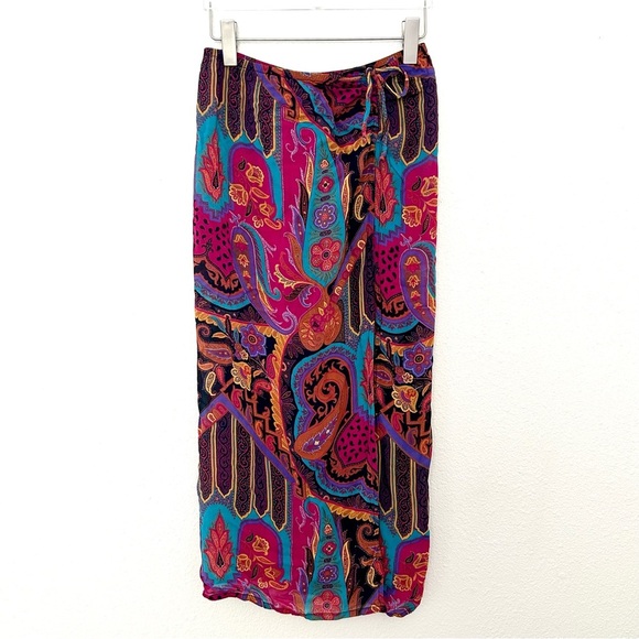 Malia Mills Cover-Up Skirt Ruched Slit Sheer Pull-On Euro Summer Pink Size Small - Picture 1 of 10